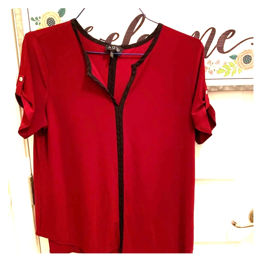 Burgundy and black shirt
